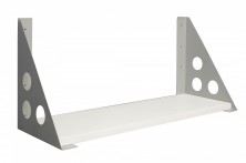 Screen Hung Shelf. White Or Beech Shelf With Silver Brackets